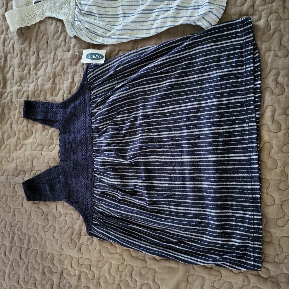 Old Navy Girls Summer Tops Set of 2 (White & Blue)